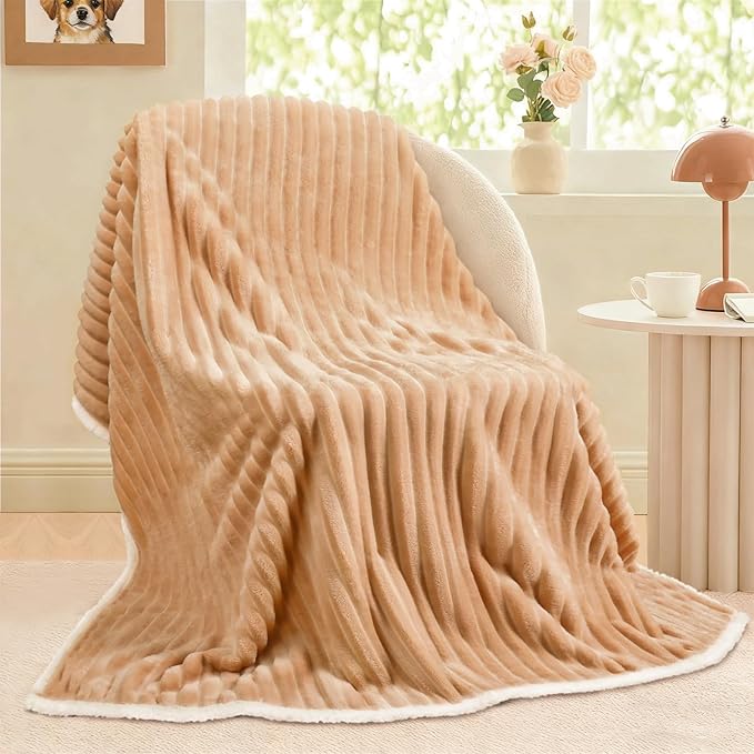Luciphia Waterproof Dog Blanket for Small Puppy Ultra-Soft Calming Cut Pile Flannel Throw Durable & Warm Furniture Protection for Couch Car Pet Cat Blanket Machine Washable Warm Caramel,S(40''x28'')