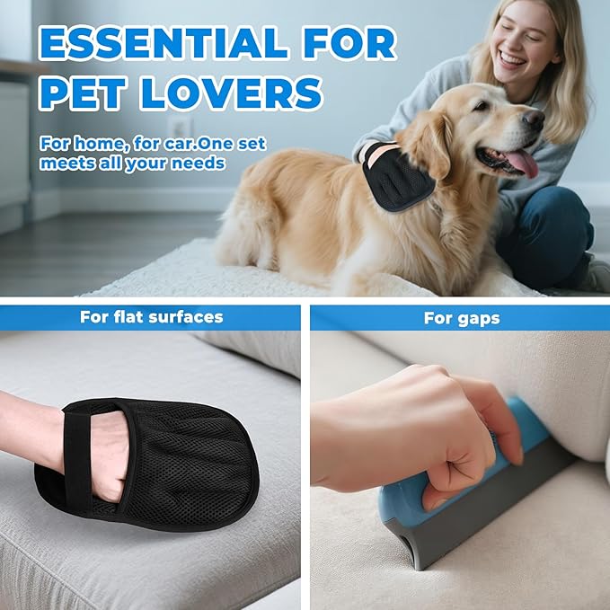 GRENTY Magic Brush Pet Hair Remover (1 Pcs), Upgraded Five-Finger Electrostatic Pet Hair Removal Gloves, Dogs & Cats Pet Hair Removal Tools for Clothing, Carpet, Sofa Gaps, Car Seat