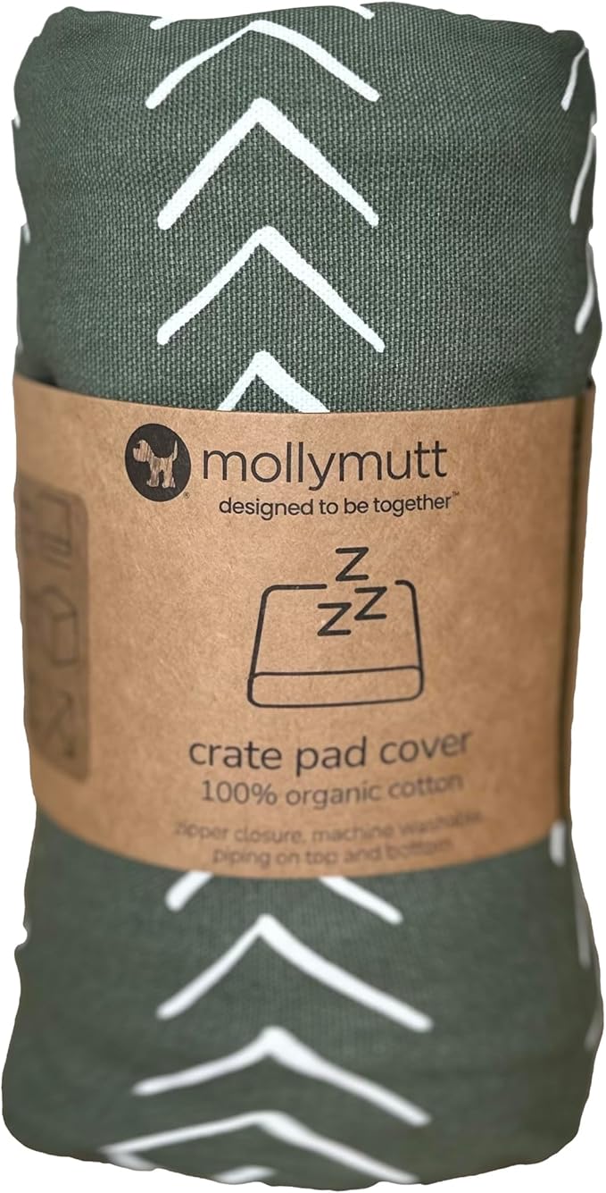 Molly Mutt Dog Crate Pad Cover, 100% Cotton Canvas Cover for Dog or Puppy Crate Bed, Durable, Washable, and Free of Harmful Chemicals, Pre-Shrunk, 24"x18"x2.5", Forever Young