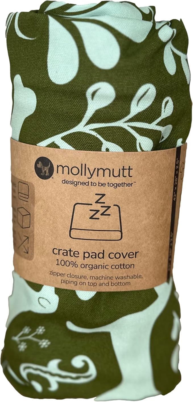 Molly Mutt Dog Crate Pad Cover, GOTS-Certified 100% Organic Cotton Canvas Mat for Dog or Puppy Crate Bed, Durable, Washable & Free of Harmful Chemicals, Pre-Shrunk, 42"x28"x2.5", Amarillo by Morning