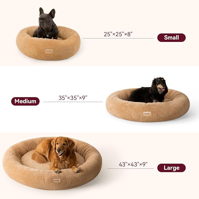 Self-Warming Calming Donut Dog Bed for Small Dogs & Cats – Orthopedic Memory Foam Round Pet Bed for Anxiety Relief & Joint Support, Waterproof Liner, Washable Removable Cover, Non-Slip Bottom