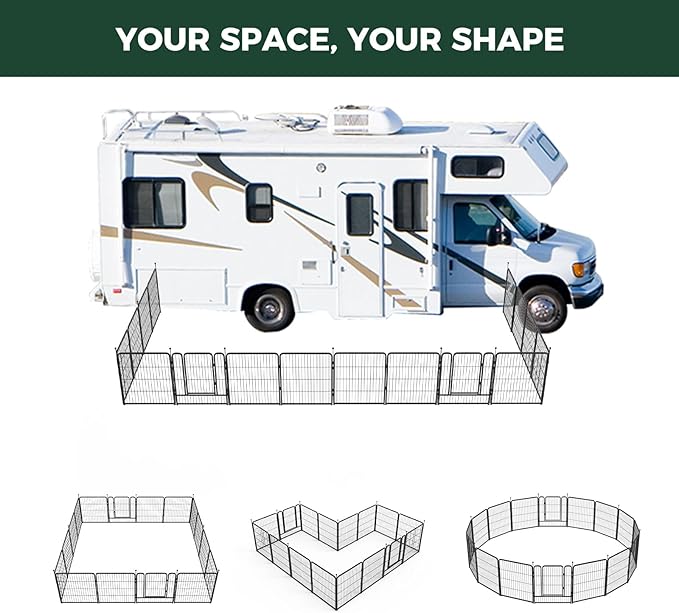 FXW Instant Unleashed Dog Playpen, Portable Pet Fence for Outdoor, RV Trips, and Camping, 32inch, 48 Panels for Small and Medium Dogs│Patented