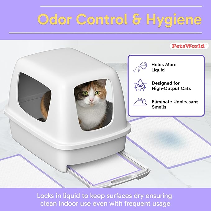 PetsWorld Universal Fit Cat Pad Refills for Litter Box, Unscented, Odor Control, Pack of 1200