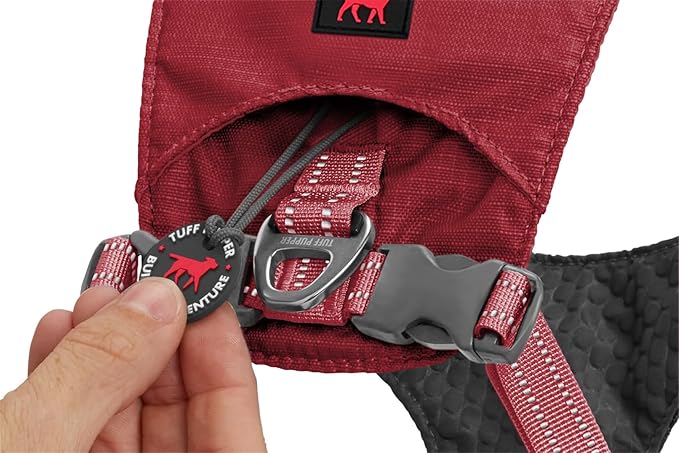 Tuff Pupper All-Day Wear Dog Harness | for Walking, Trail Running, Hiking | Front & Back Leash Clips | Reflective Trim | Easy On/Off Buckles | Lightweight Breathable | No Pull Design (XS, Red)