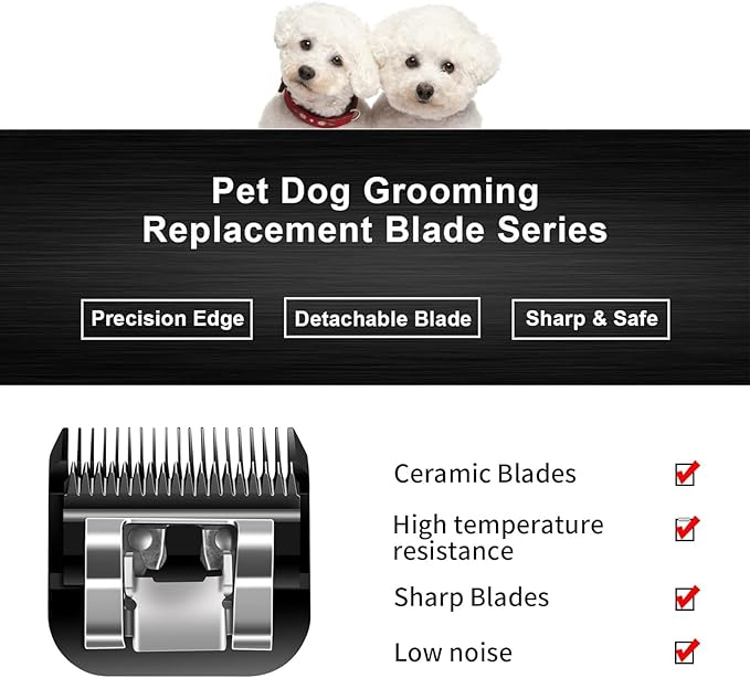 Audoc 10 Blades Dog Grooming Blades Compatible with Andis/Oster A5/Wahl KM-10 Series Dog Clippers,Detachable Clipper Replacement Blade,Black (5PCS Black-#10+30+4FC+5FC+7FC)
