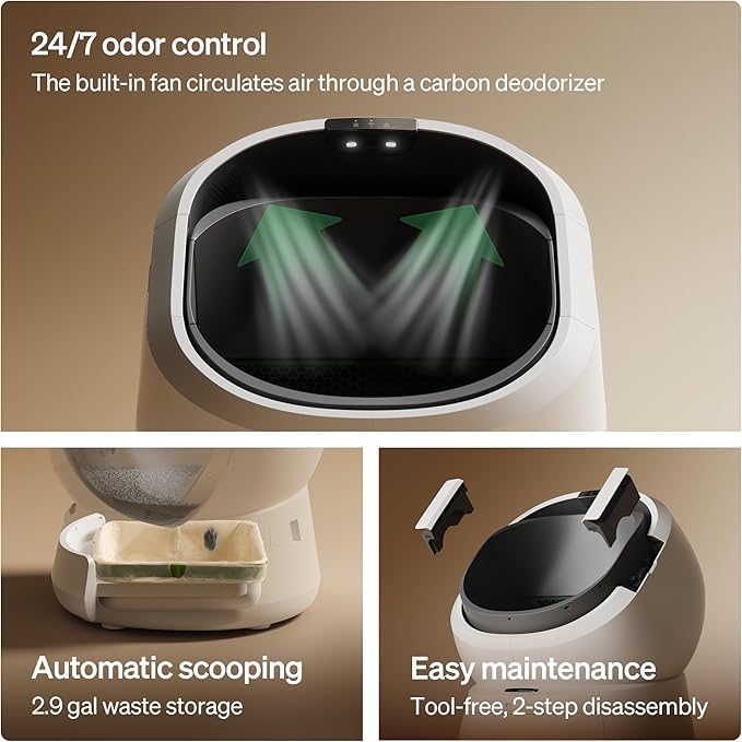 PETLIBRO Luma Automatic Cat Litter Box AI Waste Analysis, Open-Top Self Cleaning Litter Box, in-App Usage Tracking Multi-Cat Recognition, Triple Safety Protection Odor Control+Accessory Kit