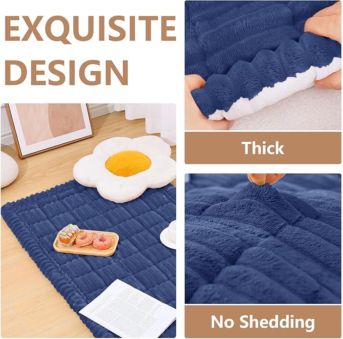 Smiry Couch Cover for Dogs Washable, Non Slip Fuzzy Pet Couch Covers for 3 Cushion Sofa Pet Friendly, Thick Soft Sofa Slipcovers Cushion Protector (Navy Blue, 27.6" x 47")
