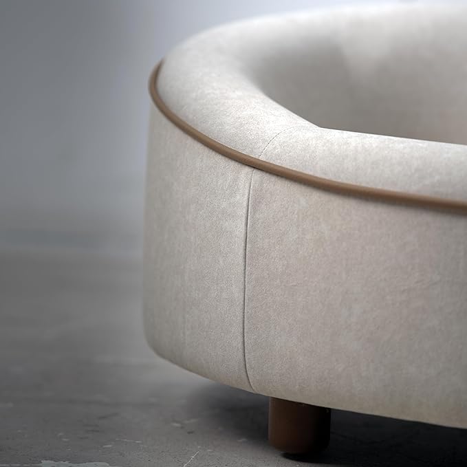 Dog Sofa Couch for Medium to Large Dogs, Memory Foam Dog Sofa Bed, Modern Elevated Pet Couch Bed with Wooden Legs for Medium and Large Dogs(Beige)