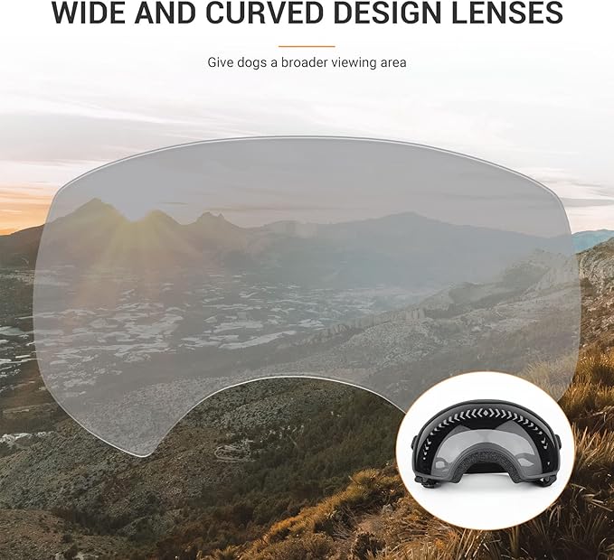 PETLESO Dog Goggles for Large Breed, Dog Sunglasses Medium Large Breed Wide View Pet Eye Protection with Adjustable Straps for Driving Riding Hiking, Black Lens