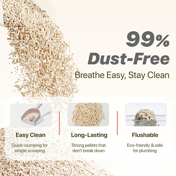 Michu Tofu Cat Litter Gen3 – 100% Natural & Biodegradable Clumping Formula, Fast-Clumping, Odor-Control, Flushable, Low-Tracking, Dust-Free – Value Box, 1 Box=11 lb, Original