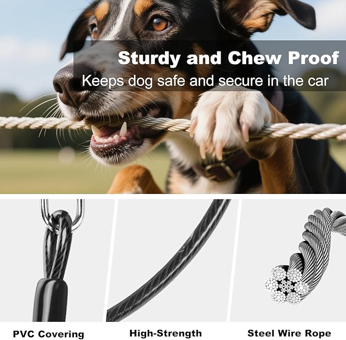 Dog Seat Belt for Car,Chew Proof Dog Car Seat Belt,2 in 1 Car Harness for Dogs Safety Seat Belt,Heavy Duty Pet Seat Belt for Medium & Large Dogs Chewer
