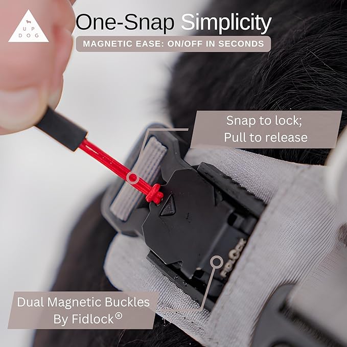 Effortless No-Pull Dog Harness with Magnetic Buckle – One-Hand On/Off Comfort Fit for Small, Medium & Large Breeds | Soft Padded, Adjustable, and Durable by Up Dog Shop (Medium)