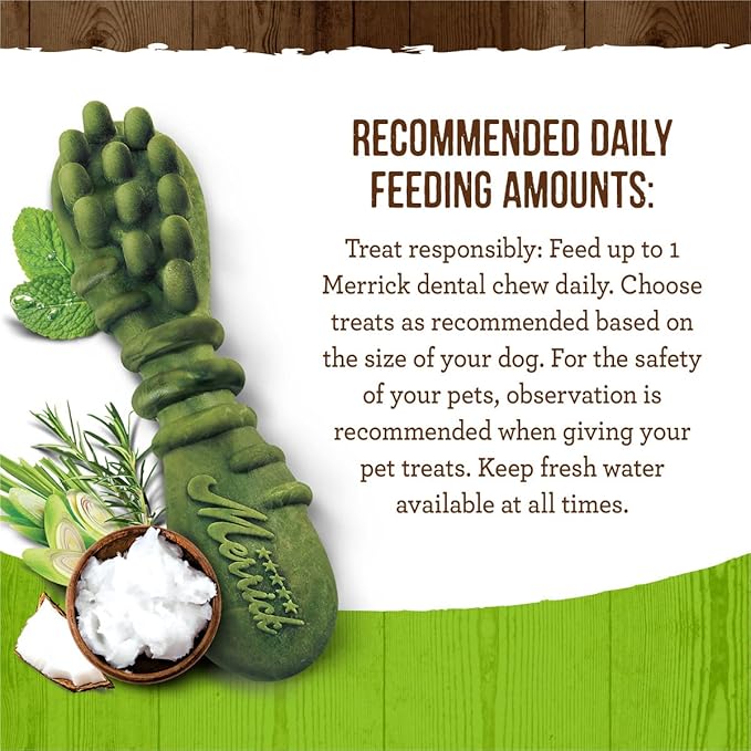 Merrick Fresh Kisses Natural Dental Chews Infused With Coconut And Botanical Oils For Medium Dogs 25-50 Lbs - 6 ct. Bag