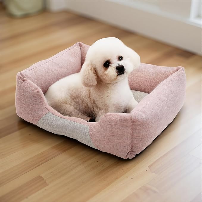 Athena Collection Small Dog Bed, 20 Inches Washable Dog Bed for Small Dogs Puppy Cats Pets, Cozy Soft Warming Fabric with Nonskid Bottom, Pink