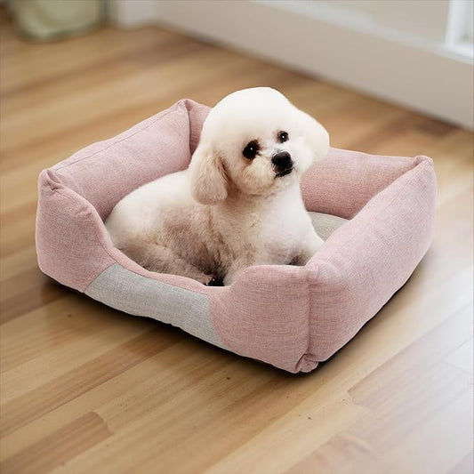 Athena Collection Small Dog Bed, 20 Inches Washable Dog Bed for Small Dogs Puppy Cats Pets, Cozy Soft Warming Fabric with Nonskid Bottom, Pink