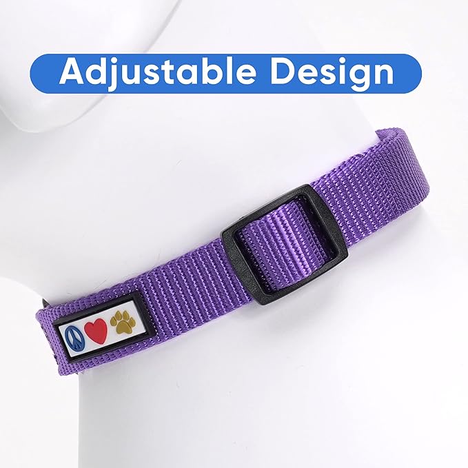 Pawtitas Adjustable Collar for Extra Small Dogs - Heavy Duty, Waterproof, Quick-Release Buckle - Purple