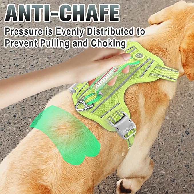 BARKBAY No Pull Dog Harness Large Reflective Dog Harness with Front Clip and Easy Control Handle for Walking Training Running with ID tag Pocket(Sunlight,M)