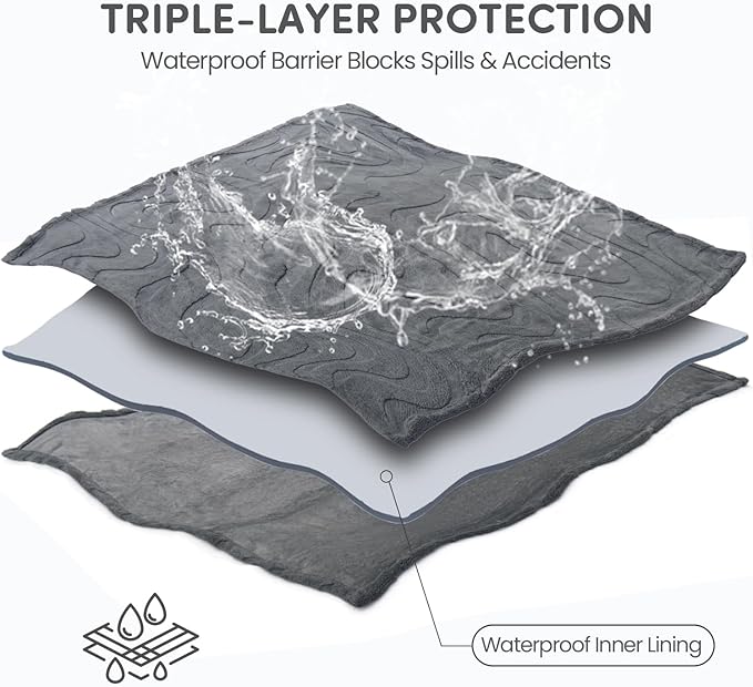 Waterproof Dog Blanket for Small Dog – Double Sided Washable Cat Puppy Blanket, Soft, Warm, Pet Throw Essentials, Grey M(40×28)"