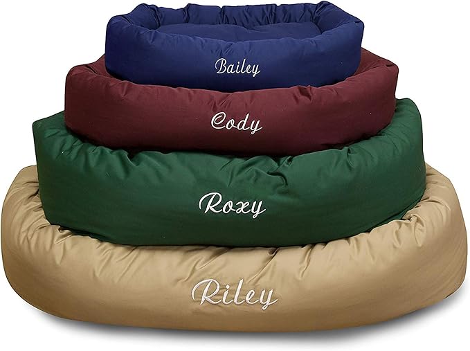 Majestic Pet Personalized 32 Inch Calming Dog Bed - Washable, Soft Round Dog Bed with Spine Support for Comfortable Rest - Blue