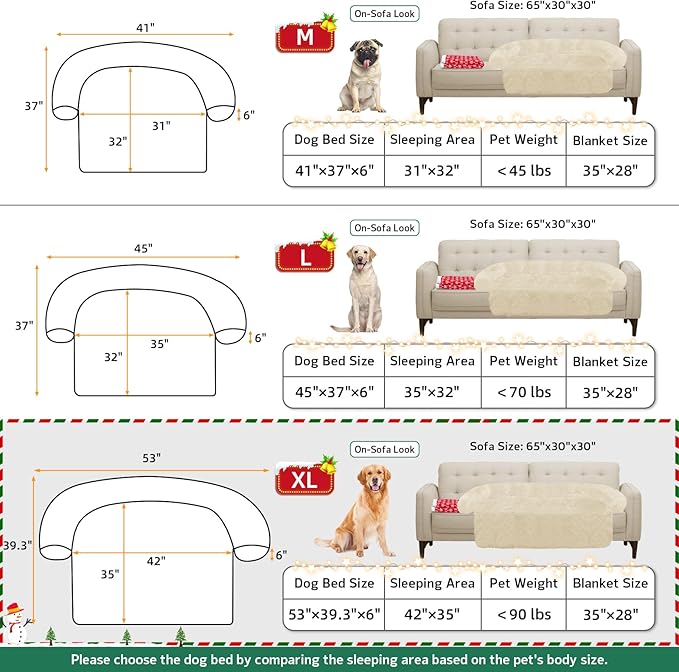 GGIB Calming Dog Bed Christmas Throw Blanket Fluffy Plush Dog Mat Furniture Protector Decoration Holiday Throw for Sofa Couch Cover Large Medium Small Dogs Cats (Extra Large, Beige)