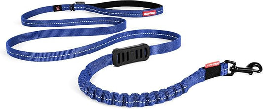 EzyDog Zero Shock LITE Dog Leash - Shock Absorbing Bungee Leash for Dogs That Pull or Excite - Dual Handle and Reflective for Medium, or Small Dogs (72", Blue)