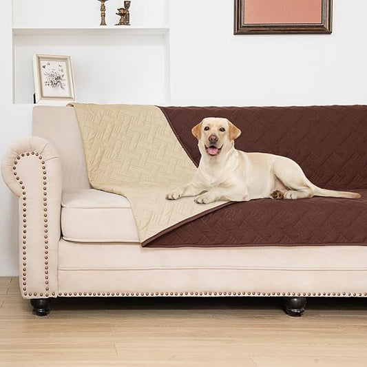 BOCTOPUG Dog Bed Cover for Pets Blankets Rug Pads for Couch Protection Waterproof Bed Covers Dog Blanket Furniture Protector Reusable Changing Pad (Brown+Beige, 52"x82")