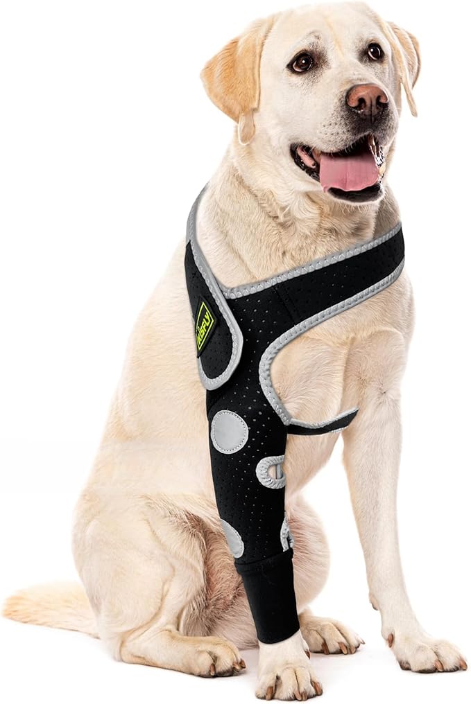Dog Elbow Brace & Dog Front Leg Brace – Dog Elbow Protector for Hygroma, Pressure Sores, Breathable Dog Sleeves for Front Legs, Reflective – Right Leg, M