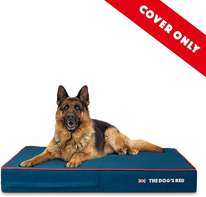 The Dog's Bed Replacement Outer Cover ONLY (Outer Cover ONLY - NO Bed, NO Waterproof Inner) for The Dog's Bed, Washable Oxford Fabric, Extra Large 6 Inches (Blue with Red Piping UK Flag)