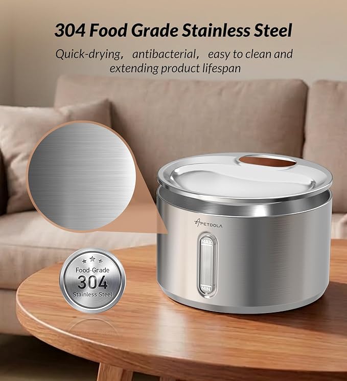 Cat Water Fountain Stainless Steel,135fl-oz/4L Wireless Cat Fountain Battery Operated Pet Fountain with 5 Filters for Dogs Cats Indoor