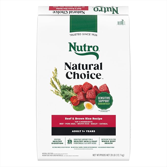 Nutro Natural Choice Adult Dry Dog Food, Beef & Brown Rice Recipe, 28 lb. Bag