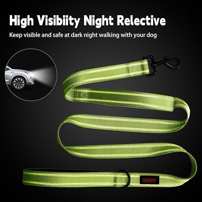 Dog Leash, Heavy Duty Dog Leash, Leashes for Large Breed Dogs, Double Handle Dog Leash, Reflective Training Lead, Perfect for Medium to Large Dogs(6FTlight Green)