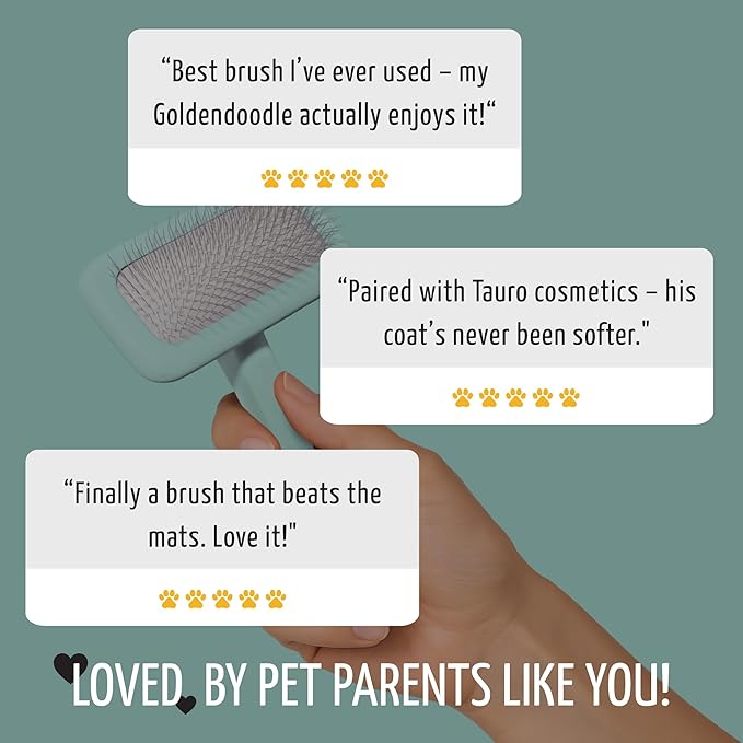 Tauro Pro Line Dog Brush for Shedding - Labradoodle, Goldendoodle or Poodle Long or Medium Hair - Slicker Brush for Dogs & Cat Grooming, Flexible Cushion & Non-Slip Grip (Size M - Mint)