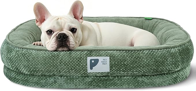 Dog Bed Medium Size Dog,Orthopedic Bed with Removable Cover&Non-Slip Bottom Couch Bed with Four-Sided Bolster Green M