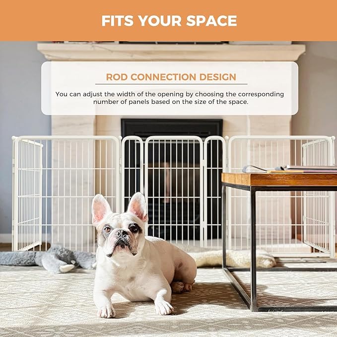 FXW Dog Gate Extra Wide Designed for Indoor Use, Adjustable Width Up to 55-inch Wide (32" H 2 Wire Panels for Small and Medium Dogs), White