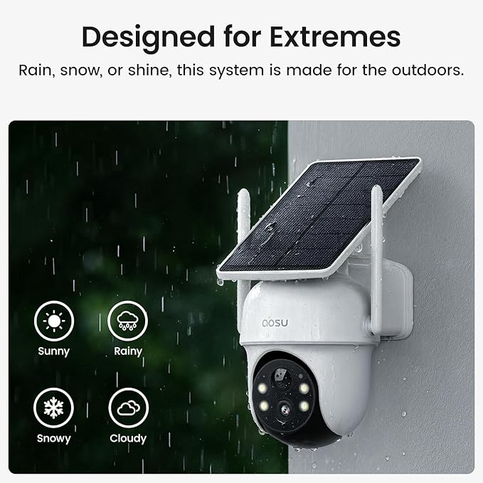 aosu Security Cameras Wireless Outdoor, 6-Cam Kit, No Subscription, Home Station Expandable to 1TB (32GB Built-in), 5MP Solar Camera Wireless Outdoor, 360° Pan & Tilt, Human Auto Tracking, Easy Setup