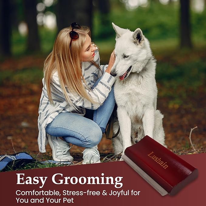 Deshedding Brush for Dogs & Cats | Pet Grooming Tool | Removes Loose Fur, Dirt & Hair | Small, Medium & Large Pets |Ergonomic Handle| Cat Brush | Dog Brush (Brown, 5 inch) Gift