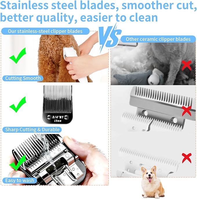 2 Pcs Size 3/4HT Detachable Dog Grooming Blades, Compatible with Andis, Oster A5, Wahl KM10 Series Clippers, Cut Length 19mm, Black (3/4HT 19mm, 2Pcs)