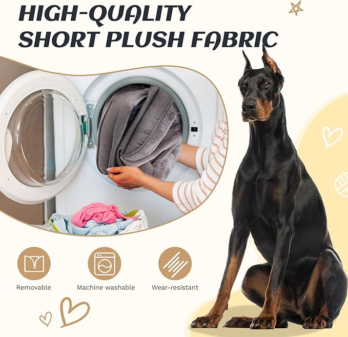 Extra Large Dog Bed Orthopedic with Bolster Sides Removable Egg-Crate Foam Waterproof Liner Pet Bed Sofa Couch with Removable Washable Cover Non-Slip Bottom, Beige