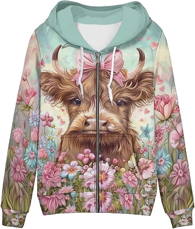 WELLFLYHOM Women Y2K Hoodie Zip Up Sweatshirt Vintage Jackets Hooded Cardigan