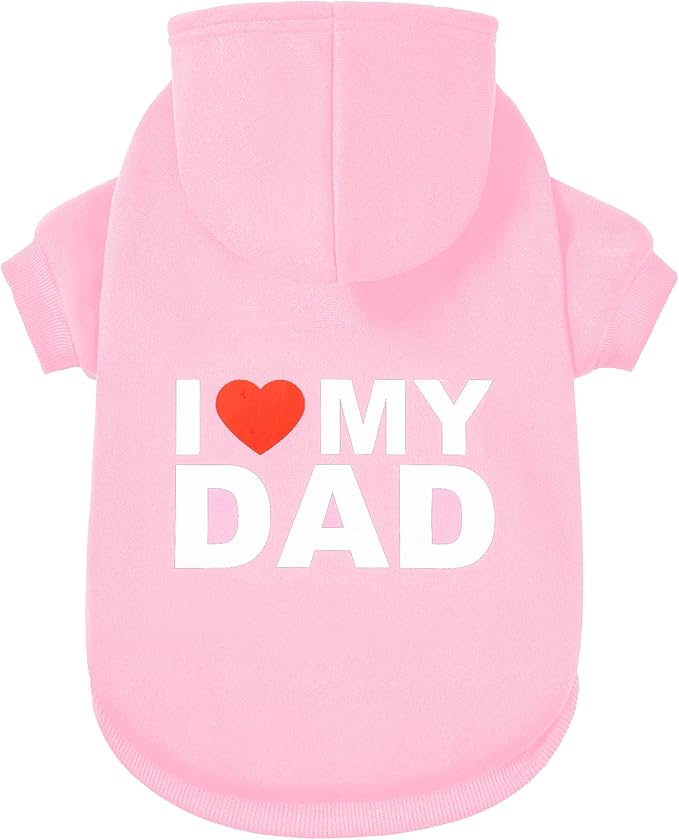 GreenJoy Dog Sweater Dog Hoodie Cold Weather Coat Hooded Sweatshirt for Puppies,Cats, Small Medium Large Dogs (Pink(I Love My Dad), Medium/Large)