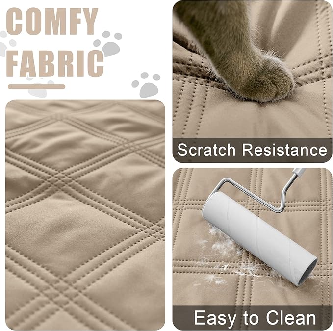 Smiry Waterproof Dog Bed Cover Blanket 52x82, Soft Reversible Pet Blanket, Washable Leakproof Cats Dogs Couch Cover for Sofa, Couch, Furniture, Lattice, Taupe/Taupe