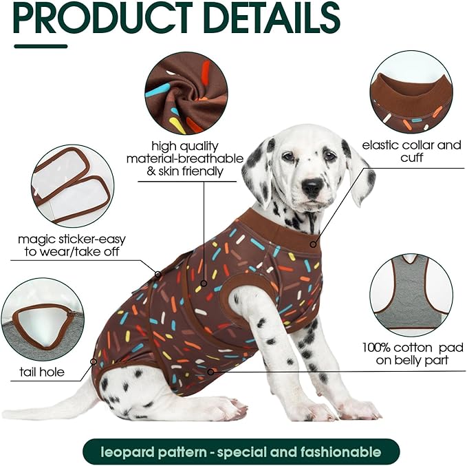 Kuoser Dog Recovery Suit for Post-Surgery Care, Spay Neuter Bodysuit for Female & Male Dogs, Anti-Licking Surgical Onesie, Snug Fit for Abdominal Wound Protection & Skin Healing, Brown M