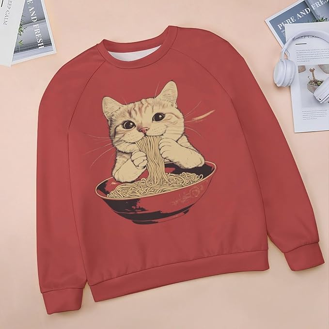 Womens Ugly Christmas Sweatshirt Funny Cat Dog Printed Xmas Pullover Shirts Crewneck Long Sleeve Graphic Hoodies
