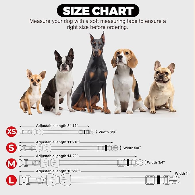azuza Bowtie Dog Collar Mermaid, Soft & Comfy Dog Collar with Removable Bow Gradient Color Size Adjustable Dog Collars for Small Dogs