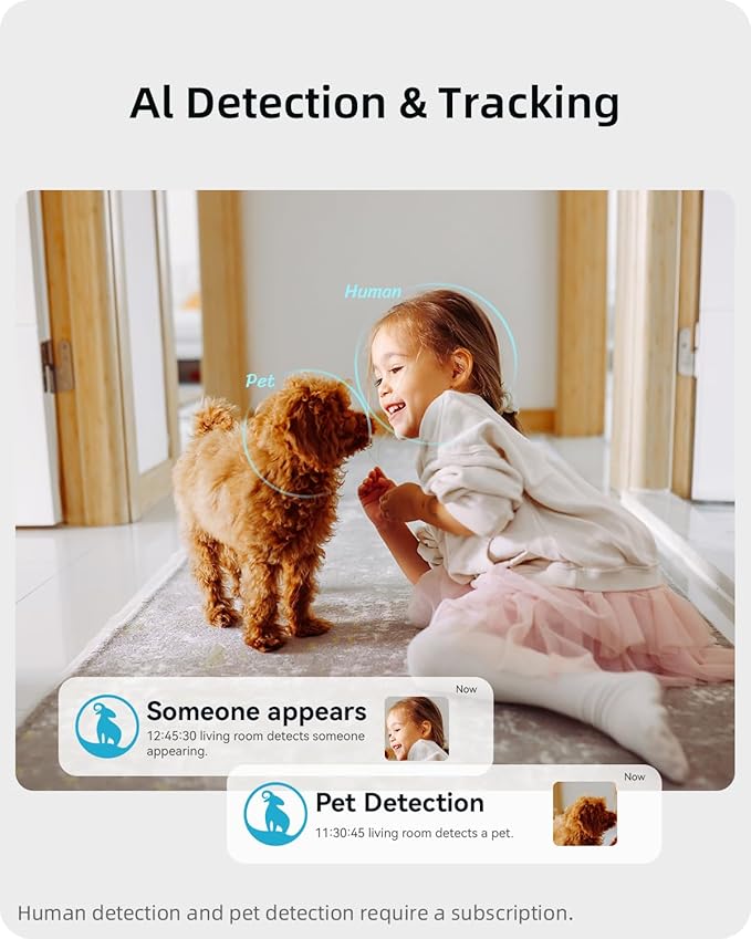 blurams Security Camera 2K, Baby Monitor Dog Camera 360-degree for Home Security w/Smart Motion Tracking, Phone App, IR Night Vision, Siren, Works with Alexa & Google Assistant & IFTTT, 2-Way Audio