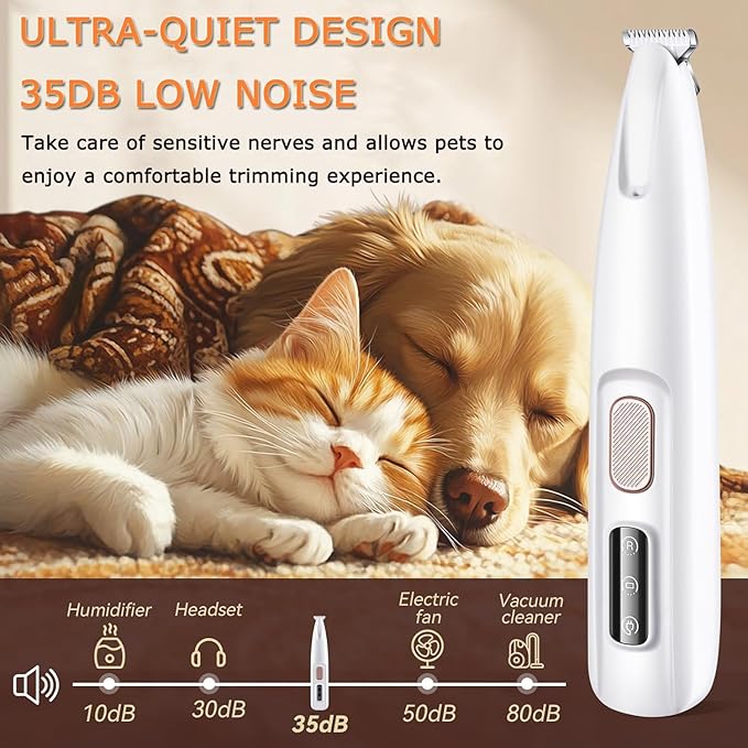 1PC Dog Paw Trimmer with LED Light,35dB Low Noise Precision Pet Paw Trimmer for Dogs Cats Grooming Clippers,Safety Electric Paw Hair Trimmer for Paws,Ears,Rump,Face,Eyes,Dog Christmas Gifts