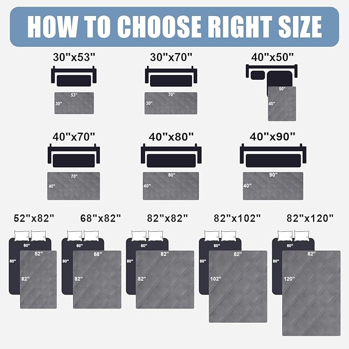 Smiry Waterproof Dog Bed Cover Blanket 40x50, Soft Reversible Pet Blanket, Washable Leakproof Cats Dogs Couch Cover for Sofa, Couch, Furniture, Lattice, Grey/Grey