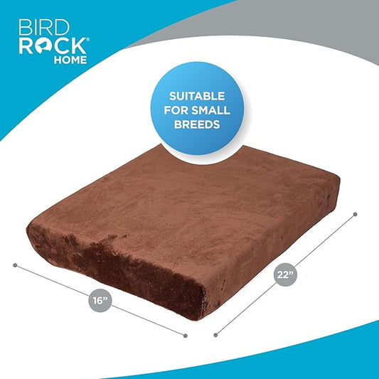 BIRDROCK HOME Memory 3" Memory Dog Bed | Ultra Soft Plush Pet Bed | Pet Mat (22 x 16, Brown)