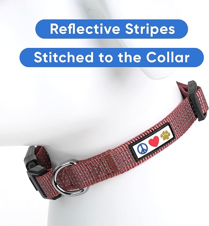 Pawtitas Reflective Dog Collar - Adjustable, Medium Dog Collar, Brown
