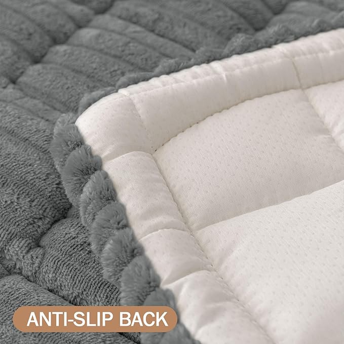 Smiry Couch Cover for Dogs Washable, Non Slip Fuzzy Pet Couch Covers for 3 Cushion Sofa Pet Friendly, Thick Soft Sofa Slipcovers Cushion Protector (Dark Grey, 27.6" x 88")
